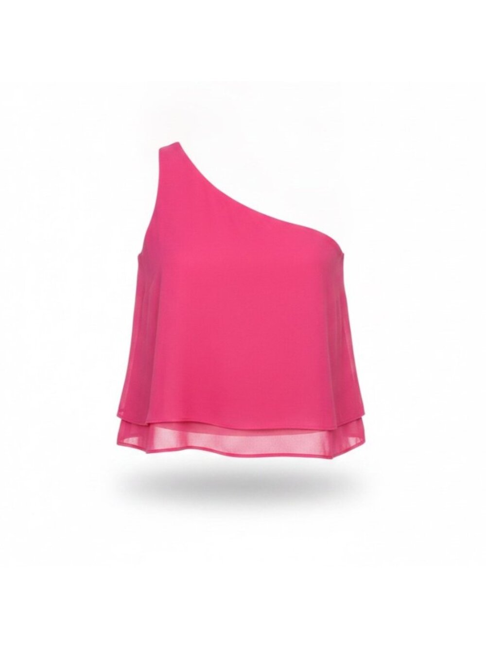 Krisa Womens Pink One-Shoulder Layered Top Elegant Summer Style Size M